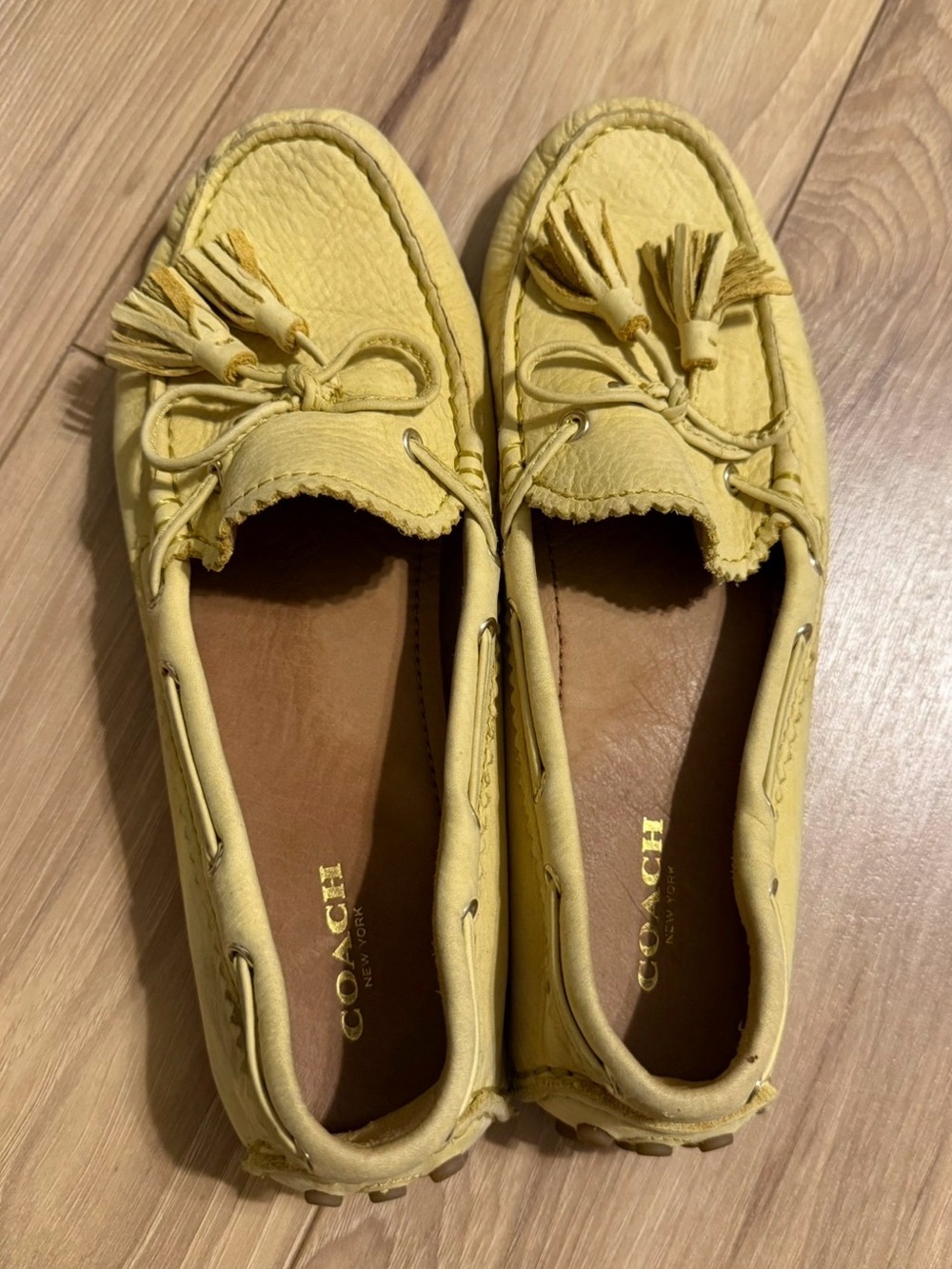 Coach Yellow Tassel Leather Driving Moccasins